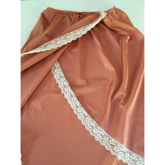 Vintage Copper Colored Half Slip, Feminine Slip Skirt, Wrap High Slit Coquette - Picture 11 of 16